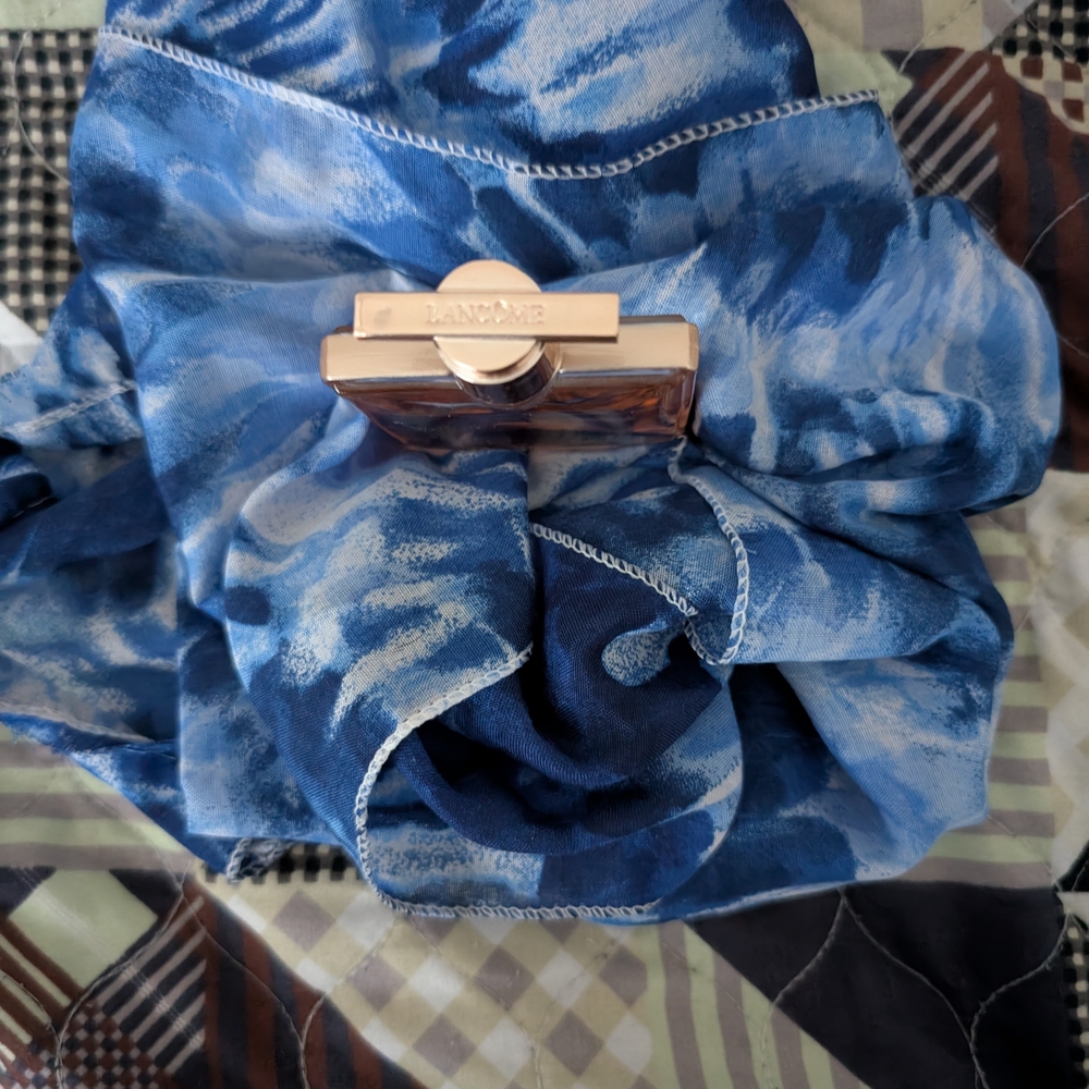 Lancome Blue Cosmetic Bag with Gold Accents